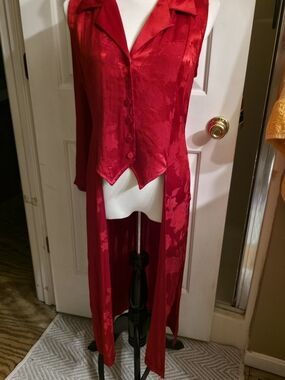 New York Extremes Red Satin Vest And Pants Set